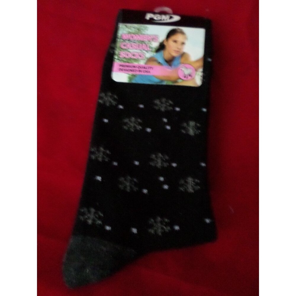 1 Pair PGM 20% Merino Wool Womens Trouser Socks Snowflakes 4-9